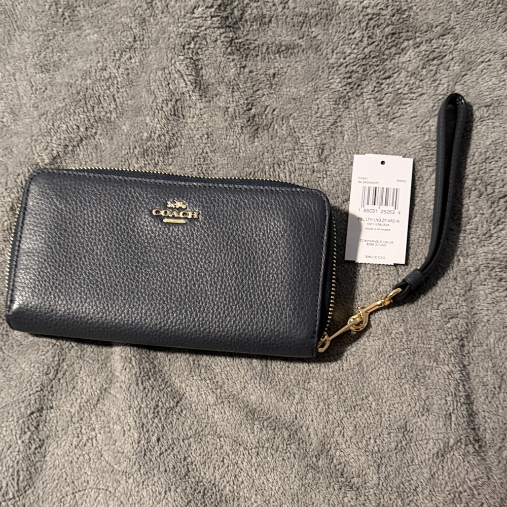 Coach Midnight Blue Leather Wristlet